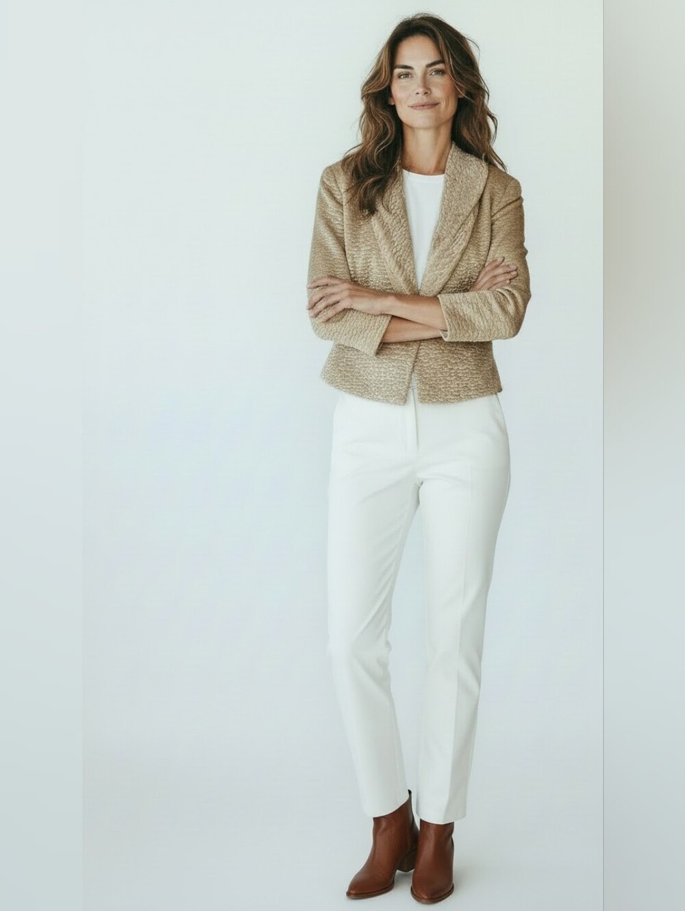 Mac & Jac Cream Pile Fabric Crop Jacket Size 8